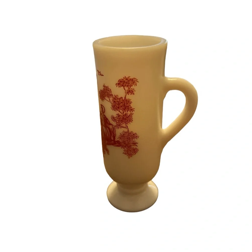 Avon Milk Glass Footed Toile Demitasse Cup Vintage - Picture 2 of 6